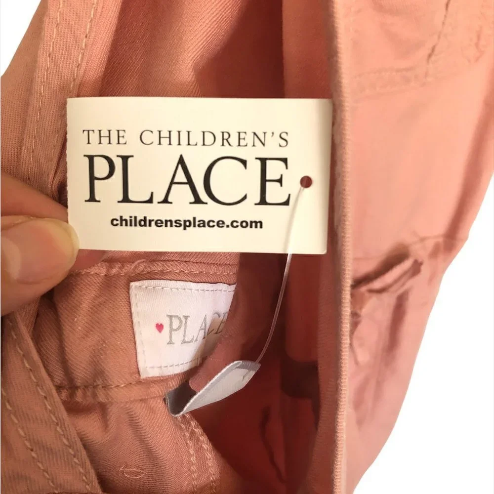 NWT THE CHILDREN'S PLACE Overall Shorts Girls Size 12 Pink Adjustable Waist Tie